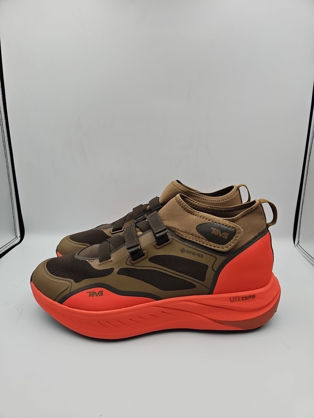 Teva Brown and Bright Orange High-Top Hiking Sneakers